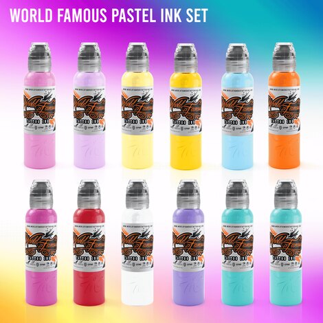 Краска World Famous Tattoo Ink 12 Color Pastel Set