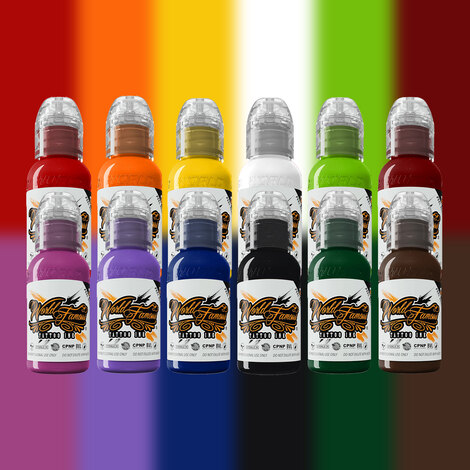 Краска World Famous Tattoo Ink 12 Color Primary Set #1
