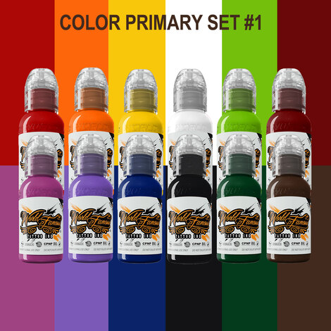 Краска World Famous Tattoo Ink 12 Color Primary Set #1