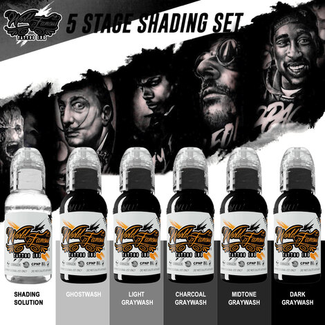 Краска World Famous Tattoo Ink FIVE-STAGE SHADING SET - 6шт