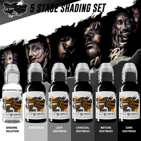 Краска World Famous Tattoo Ink FIVE-STAGE SHADING SET - 6шт