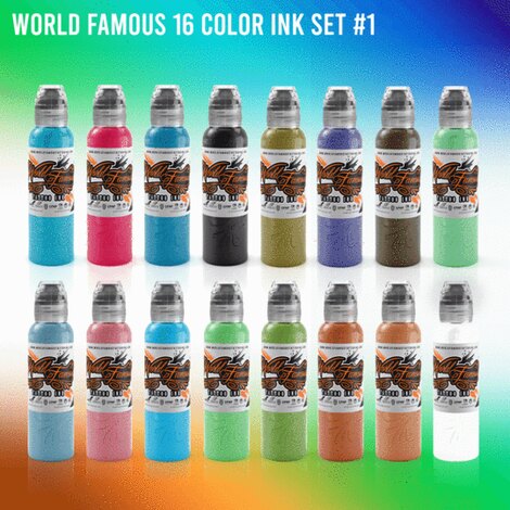 Краска World Famous Tattoo Ink World Famous 16 Color Ink Set #1