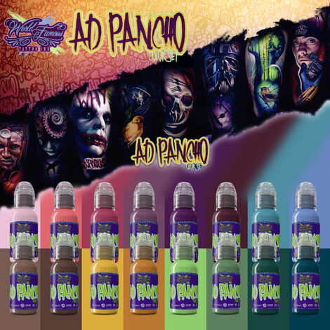 Краска World Famous Tattoo Ink A.D. Pancho ProTeam Colorset (16 пигментов)