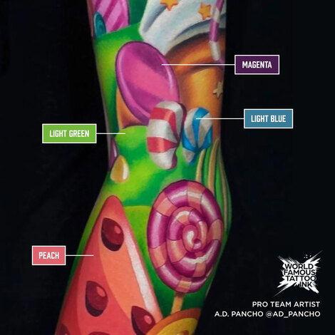 Краска World Famous Tattoo Ink A.D. Pancho ProTeam Colorset (16 пигментов)