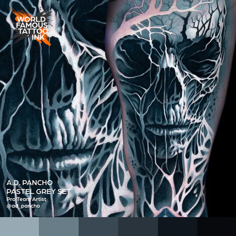 Краска World Famous Tattoo Ink A.D. Pancho Pastel Grey Set (6 пигментов)