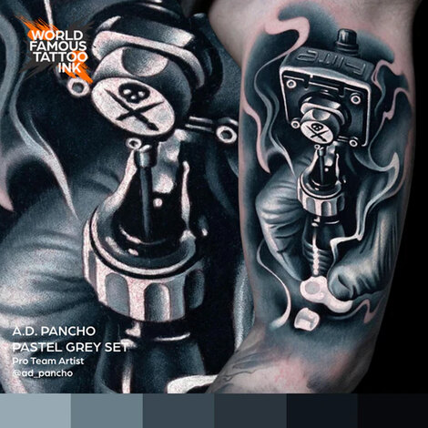 Краска World Famous Tattoo Ink A.D. Pancho Pastel Grey Set (6 пигментов)