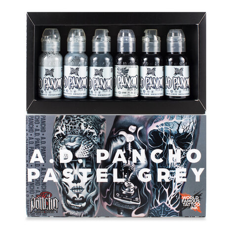 Краска World Famous Tattoo Ink A.D. Pancho Pastel Grey Set (6 пигментов)