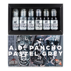 Краска World Famous Tattoo Ink A.D. Pancho Pastel Grey Set (6 пигментов)