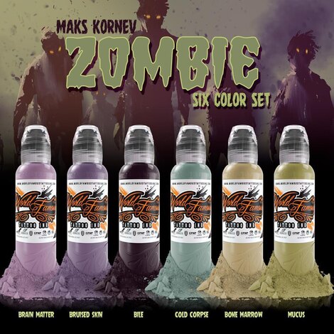 Краска World Famous Tattoo Ink Maks Kornev's Zombie Color Set (6 пигментов)