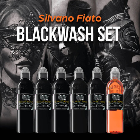 Краска World Famous Tattoo Ink Silvano Fiato Black Wash Set (6 пигментов)