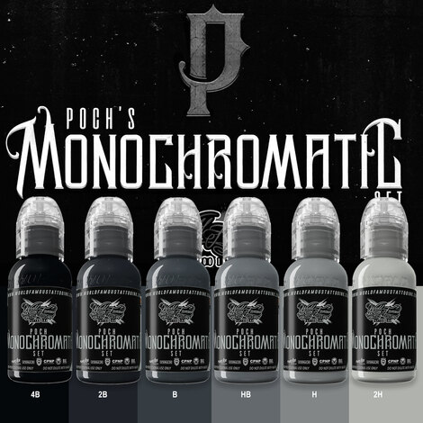 Краска World Famous Tattoo Ink Poch's Monochromatic Set (6 пигментов)