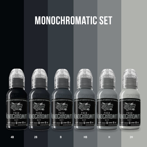Краска World Famous Tattoo Ink Poch's Monochromatic Set (6 пигментов)