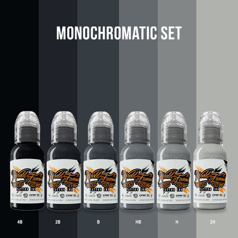 Краска World Famous Tattoo Ink Poch's Monochromatic Set (6 пигментов)