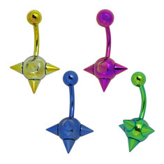 Украшение для пирсинга пупка Банан "Стальная булава с цветным покрытием"