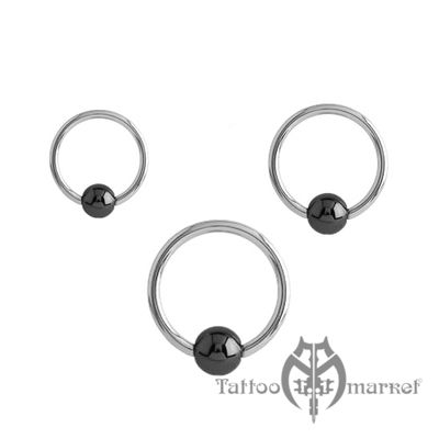 Украшение кольцо для пирсинга ушей Кольцо с гематитовым шариком, толщина 1,8 мм, шарик 5мм