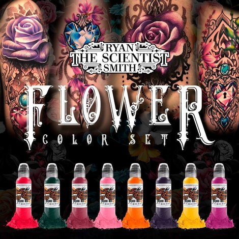 Краска World Famous Tattoo Ink Ryan Smith Flower Set (8 пигментов)