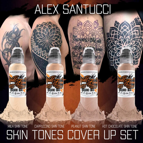 Краска World Famous Tattoo Ink Alex Santucci Cover-Up Set - Hot Chocolate Skin Tone