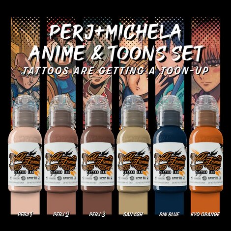 Краска World Famous Tattoo Ink Perj-Michela Anime & Toons Set