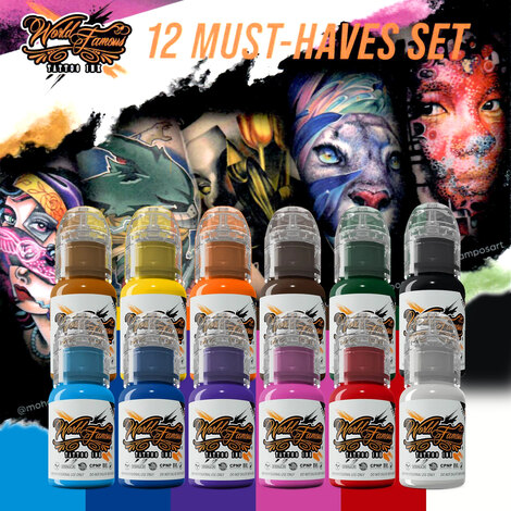 Краска World Famous Tattoo Ink Must-Haves Set (12 пигментов)