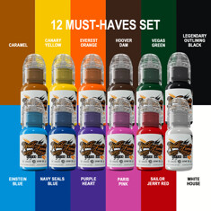 Краска World Famous Tattoo Ink Must-Haves Set (12 пигментов)