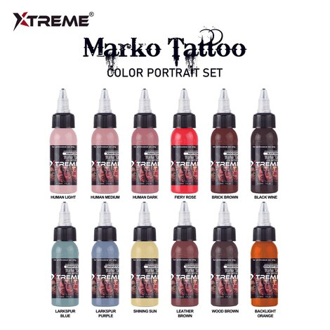 Краска Xtreme Ink Marko Tattoo Color Portrait Set (12 пигментов)