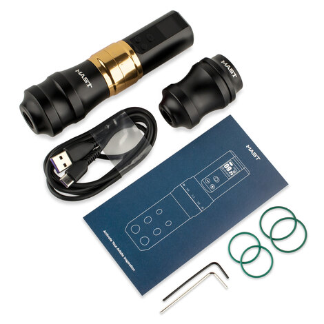 Тату машинка Mast Fold 2 Pro Wireless (Black-Gold) - 2 держателя