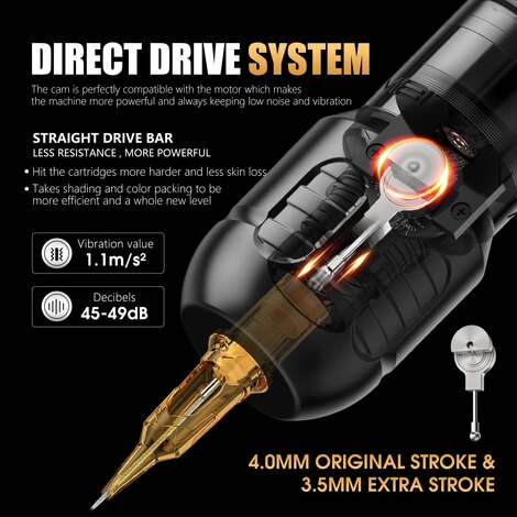 Тату машинка Ambition Zetton Pro 4.0мм + 3.5мм - Silver