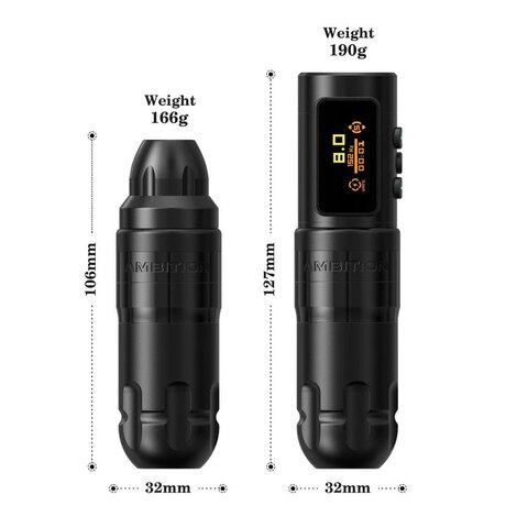 Тату машинка Ambition Shura-X Wireless 3.5мм + 4.0мм - Black