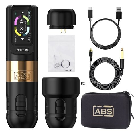 Тату машинка Ambition ABS Zetton 2400 мАч (3,5 мм - 4,0 мм) - Gold