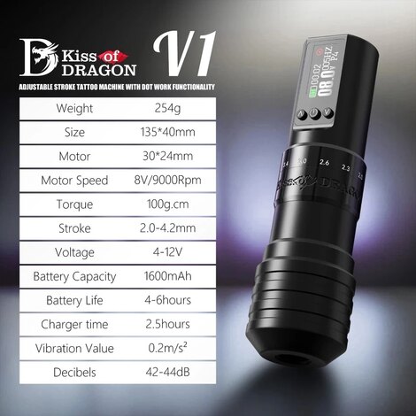 Тату машинка Ambition Kiss of Dragon V1 (2.0мм - 4.2мм)