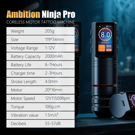 Тату машинка Ninja Pro Plus (4.0мм) - Black