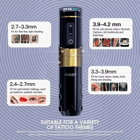 Тату-машинка Mast Rotary Machines Mast Flip 3 (2.4 - 4.2мм) - Black - Gold